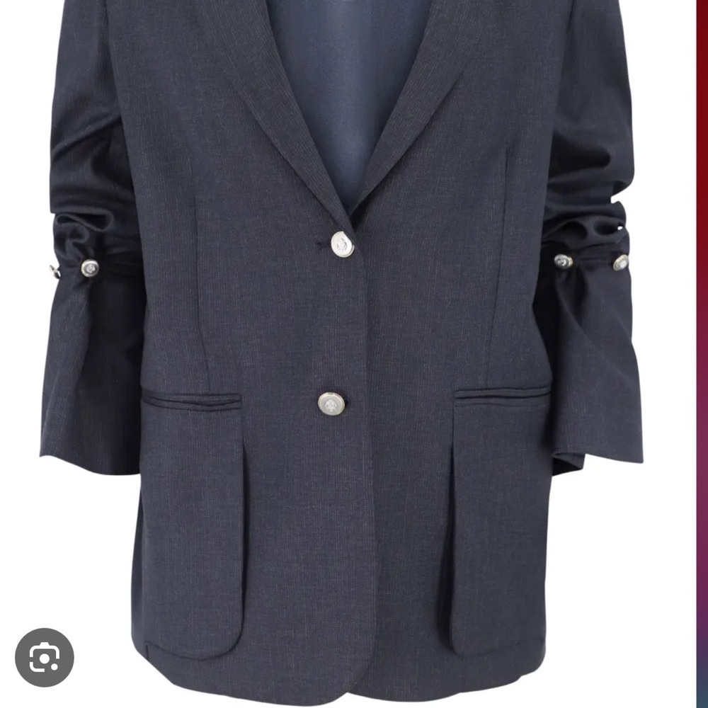 TWP Mo Wool-Blend Oversized Blazer Indigo Charcoal Pinstripe Size S New w/o Tags
